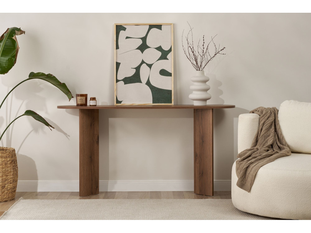 Mesa de consola de madeira "Sira" - 150 x 35 x 75 cm - Nogueira