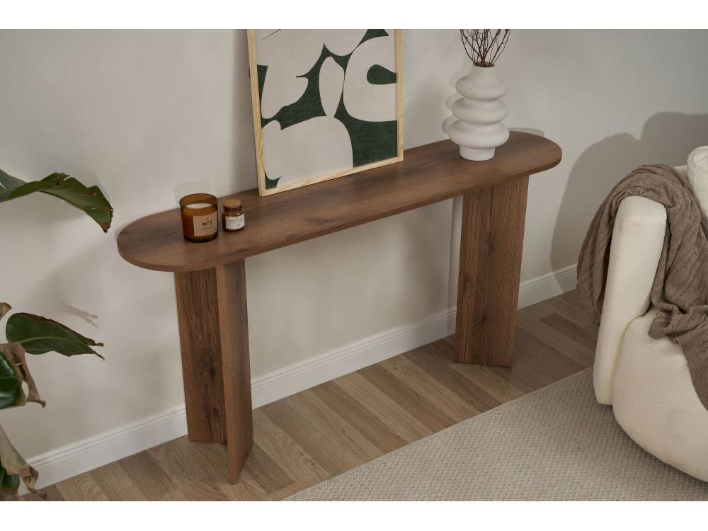 Mesa de consola de madeira "Sira" - 150 x 35 x 75 cm - Nogueira