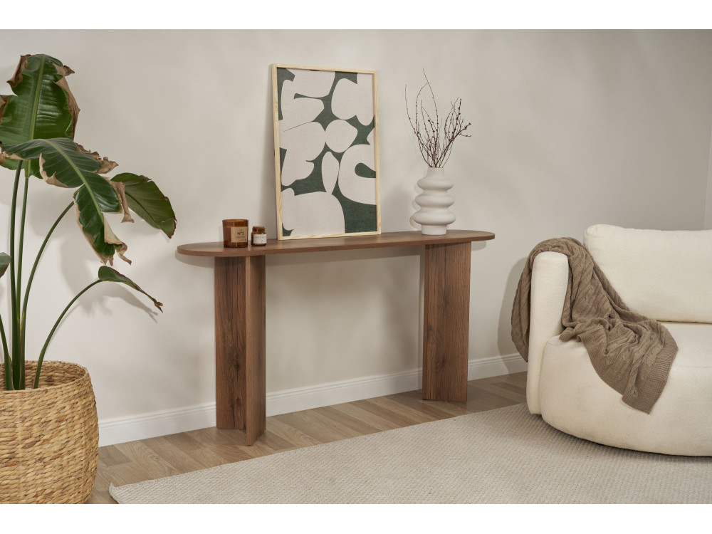 Mesa de consola de madeira "Sira" - 150 x 35 x 75 cm - Nogueira