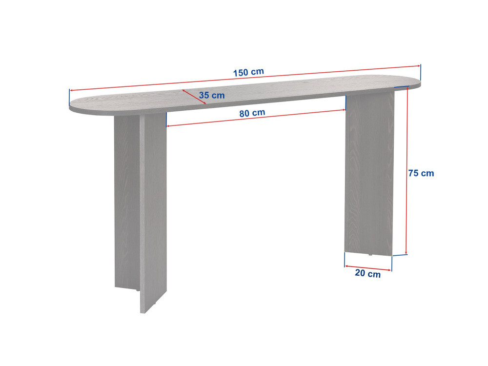 Mesa de consola de madeira "Sira" - 150 x 35 x 75 cm - Nogueira