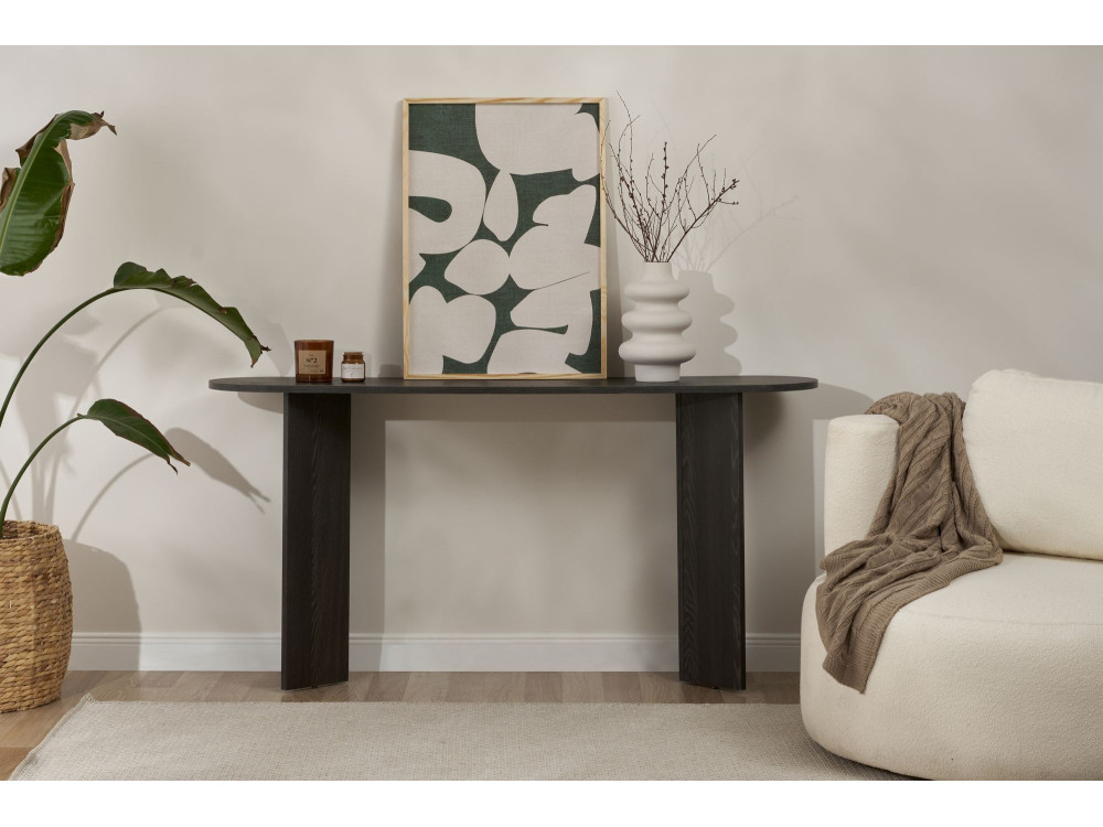 Mesa de consola de madeira "Sira" - 150 x 35 x 75 cm - Preto Claro