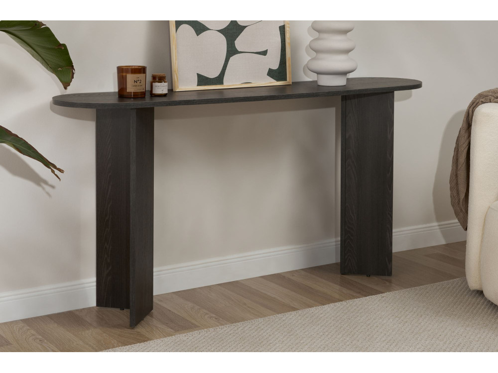 Mesa de consola de madeira "Sira" - 150 x 35 x 75 cm - Preto Claro