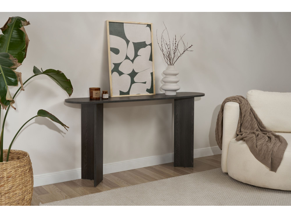 Mesa de consola de madeira "Sira" - 150 x 35 x 75 cm - Preto Claro