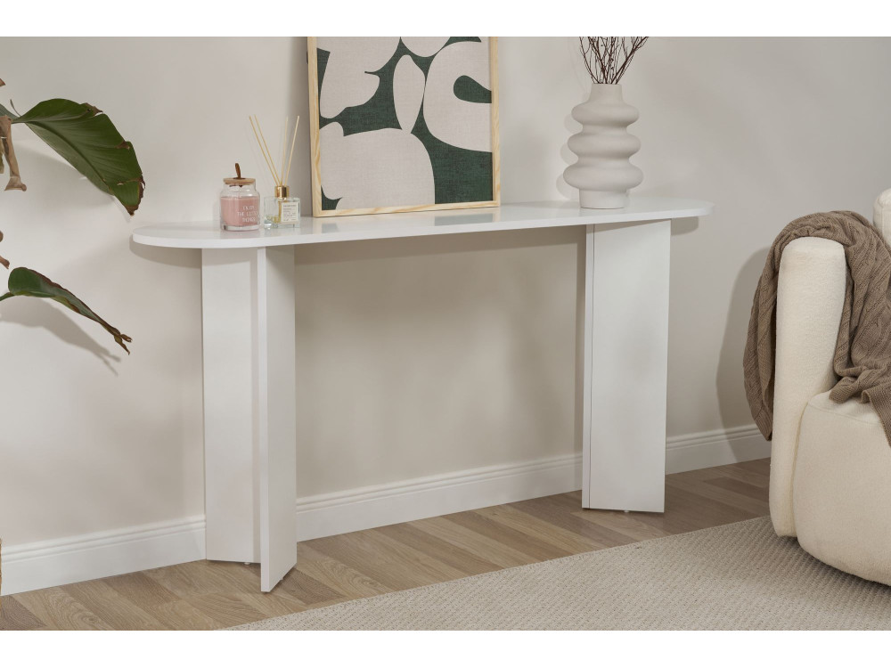 Mesa de consola de madeira "Sira" - 150 x 35 x 75 cm - Branca