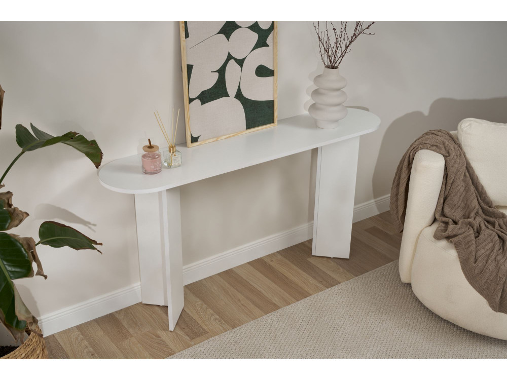 Mesa de consola de madeira "Sira" - 150 x 35 x 75 cm - Branca
