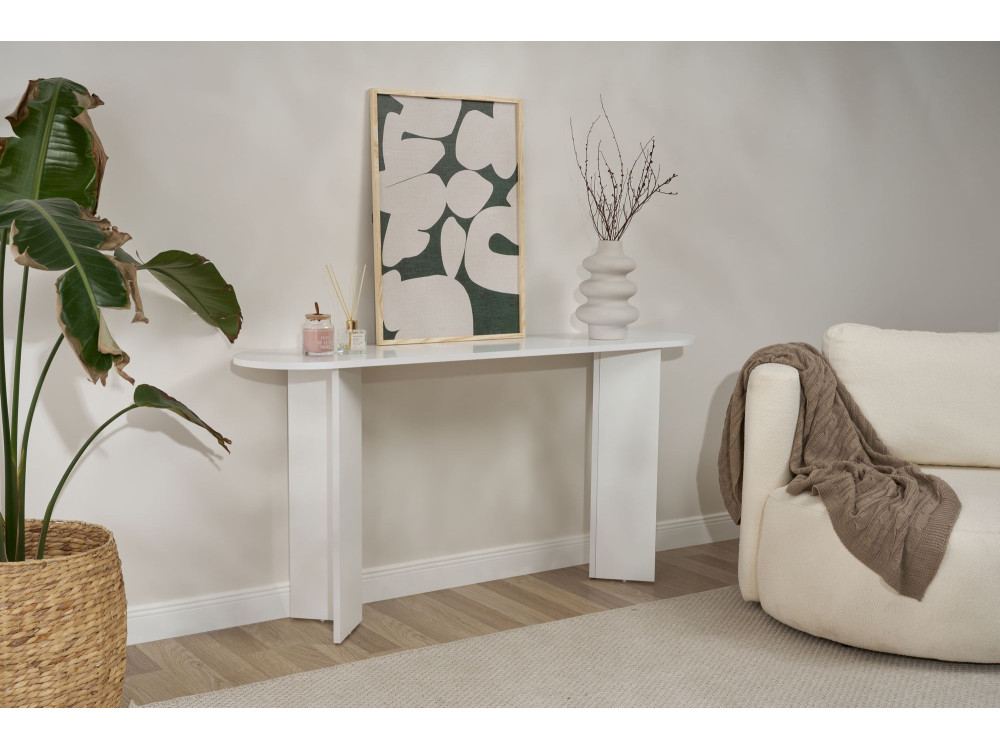 Mesa de consola de madeira "Sira" - 150 x 35 x 75 cm - Branca