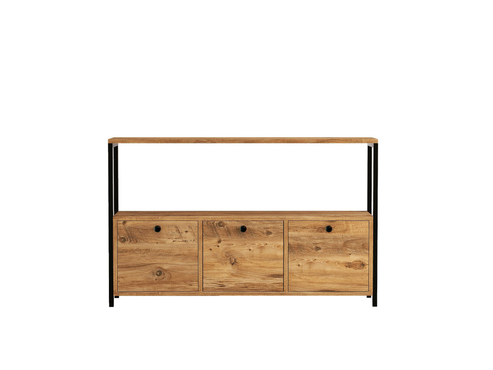 Aparador de madeira "Nero" - 120 x 30 x 75 cm - Pinho preto do Atlântico
