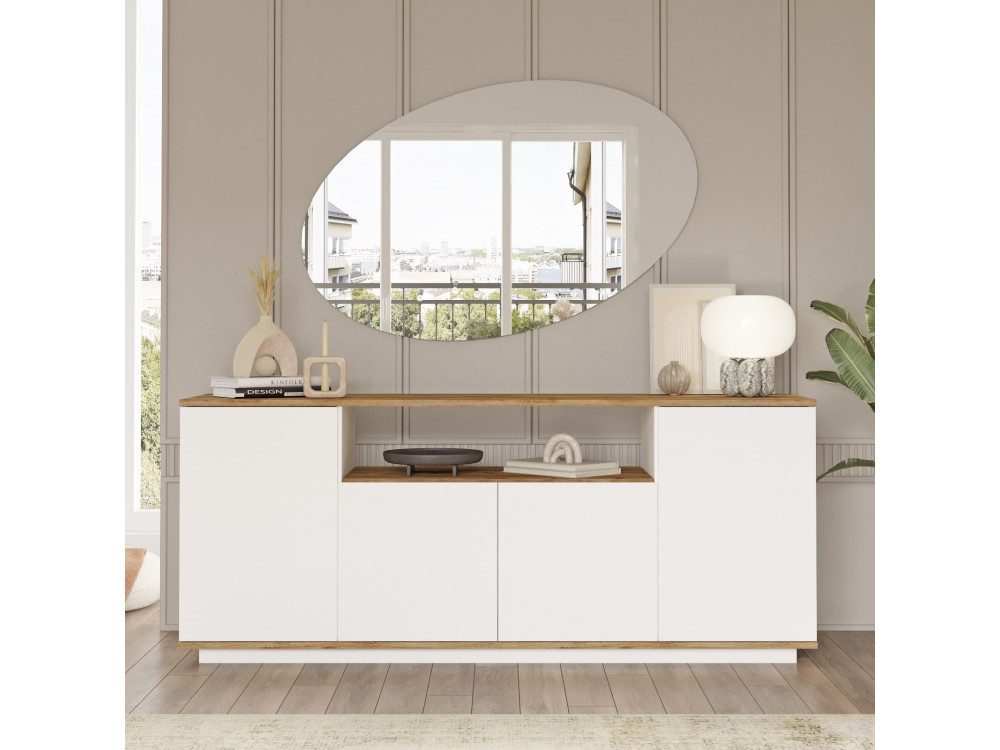 Aparador de madeira "FR15" - 180 x 44 x 75 cm - Pinho Atlântico Branco