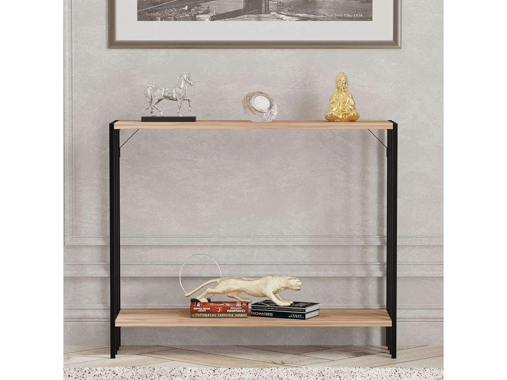 Consola de madeira "Verona" - 90 x 26 x 74 cm - pinho preto do Atlântico