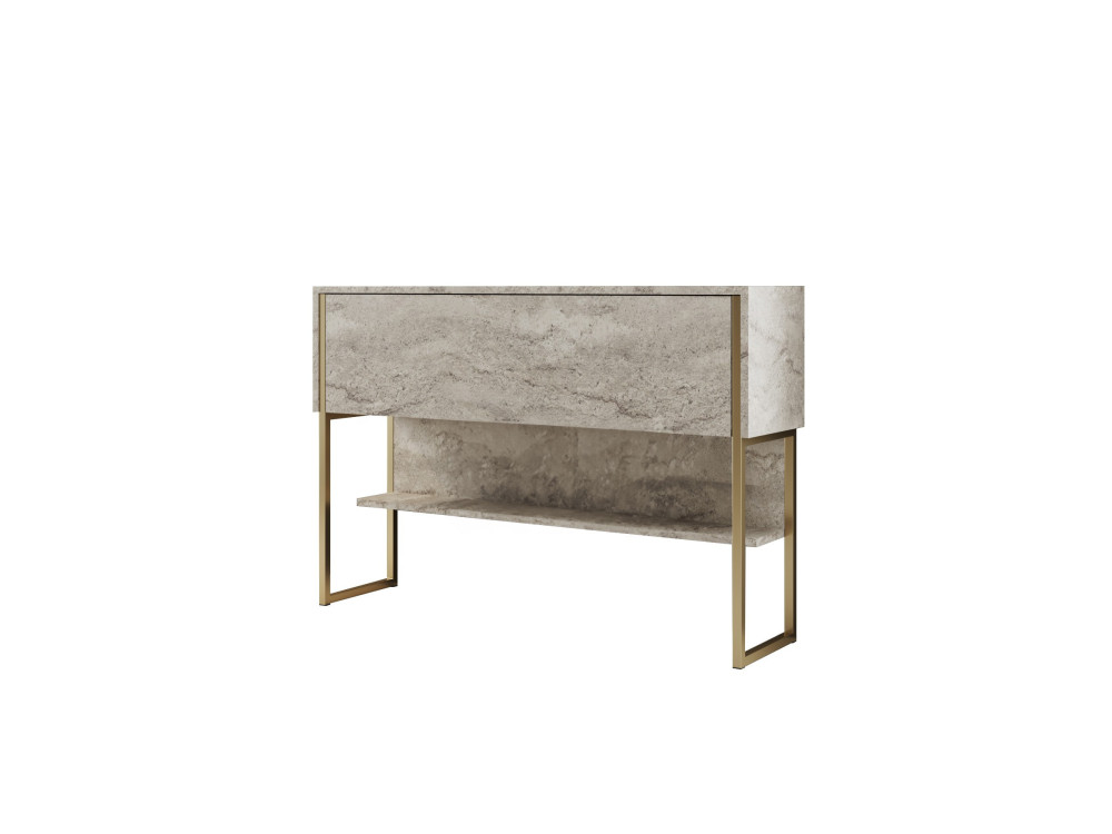 Consola de madeira "Luxe" - 120 x 30 x 80 cm - Travertino dourado