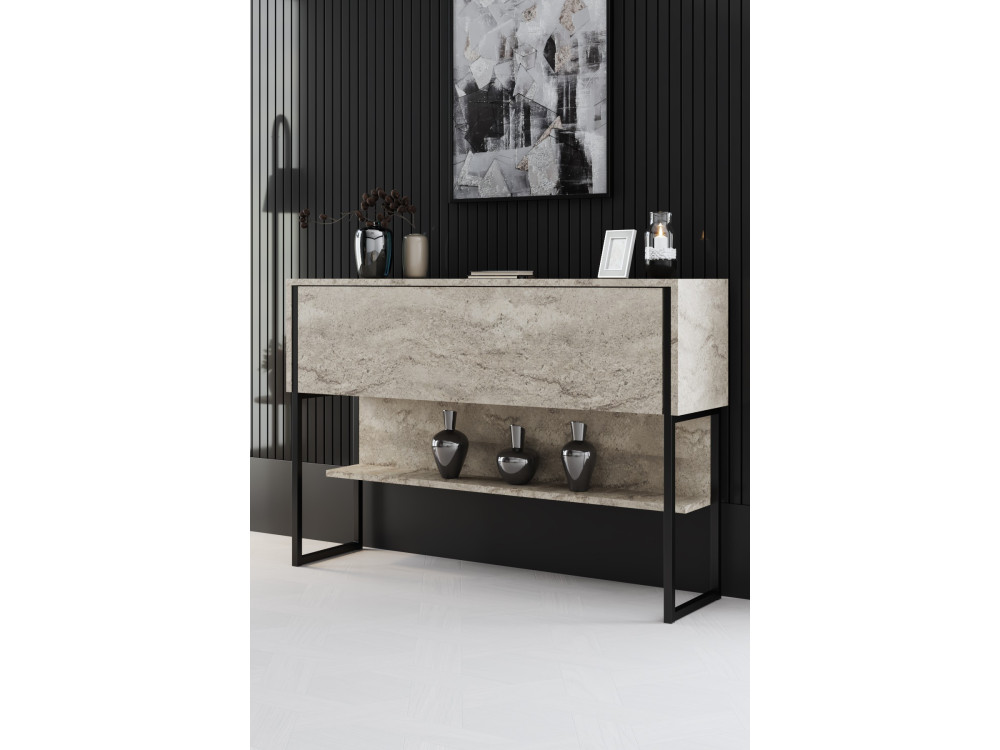 Consola de madeira "Luxe" - 120 x 30 x 80 cm - Travertino preto