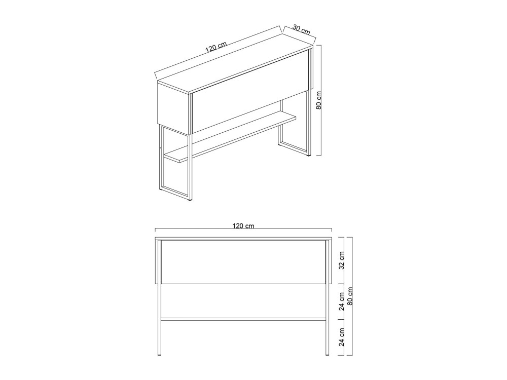 Consola de madeira "Luxe" - 120 x 30 x 80 cm - Travertino preto