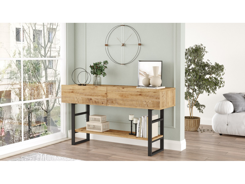 Consola de madeira "ML23" - 138 x 43 x 75 cm - Bege