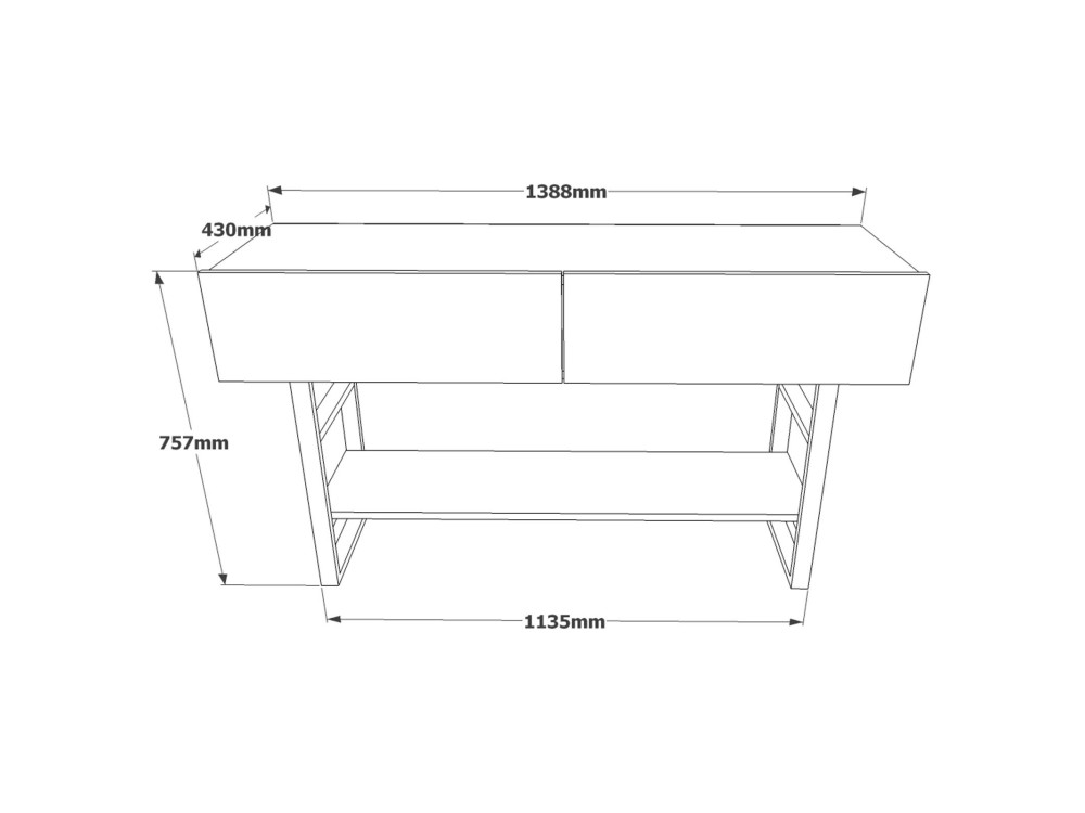 Consola de madeira "ML23" - 138 x 43 x 75 cm - Bege