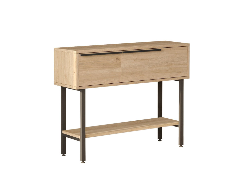 Consola de madeira "Calvin" com espelho - 100 x 30 x 76 cm - Castanho