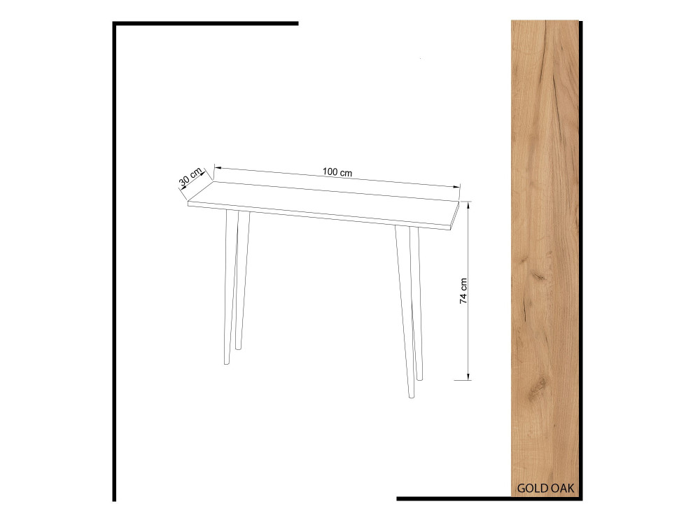 Consola de madeira "Desidero" - 100 x 30 x 74 cm - Castanho