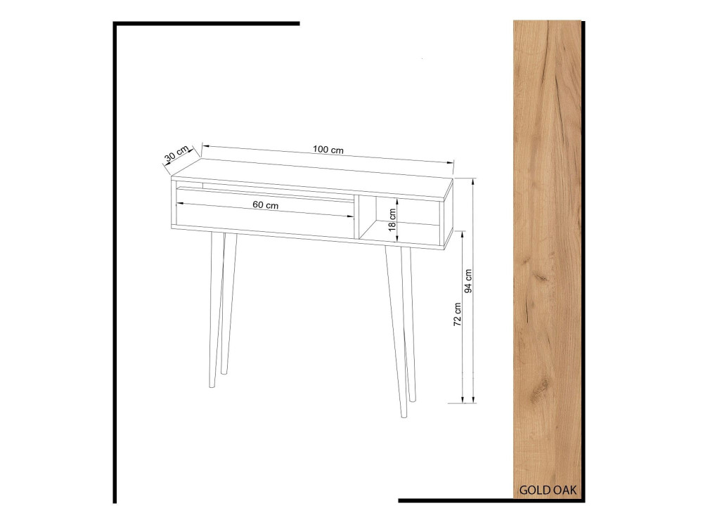 Consola de madeira "Oseyo" - 100 x 30 x 94 cm - Castanho
