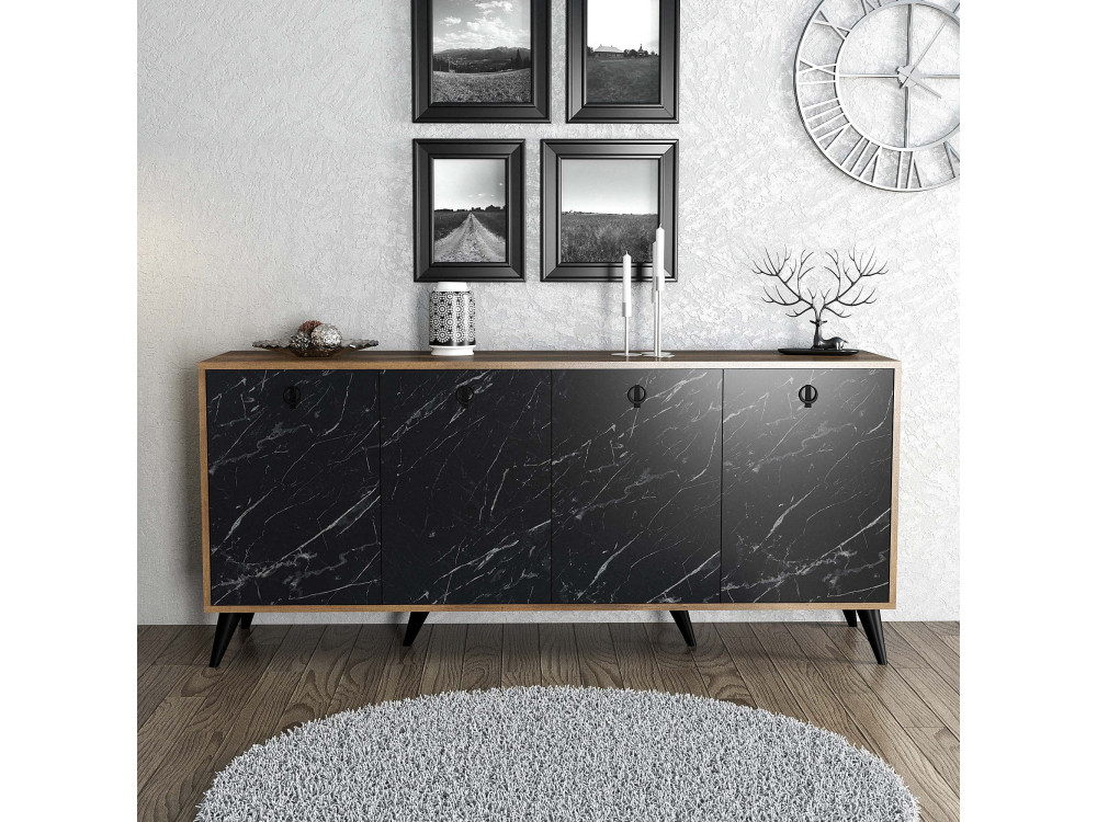 Aparador de madeira "Elite" - 180 x 45 x 80 cm - Preto