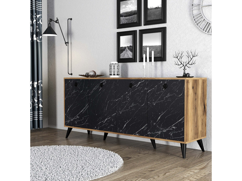 Aparador de madeira "Elite" - 180 x 45 x 80 cm - Preto