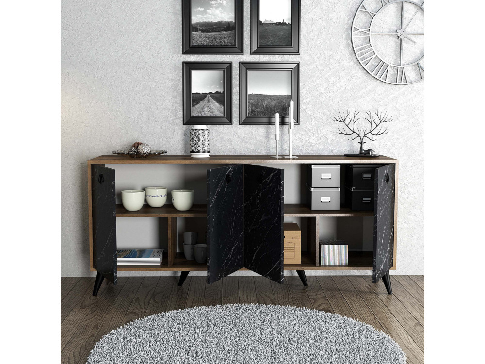 Aparador de madeira "Elite" - 180 x 45 x 80 cm - Preto