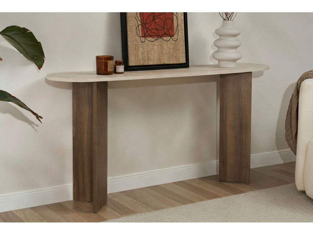 Consola de madeira "Sira" - 150 x 35 x 75 cm - Travertino