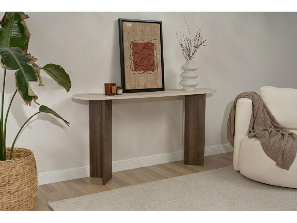 Consola de madeira "Sira" - 150 x 35 x 75 cm - Travertino