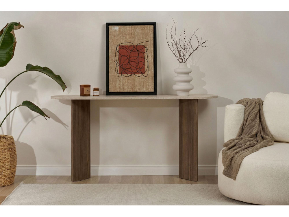 Consola de madeira "Sira" - 150 x 35 x 75 cm - Travertino