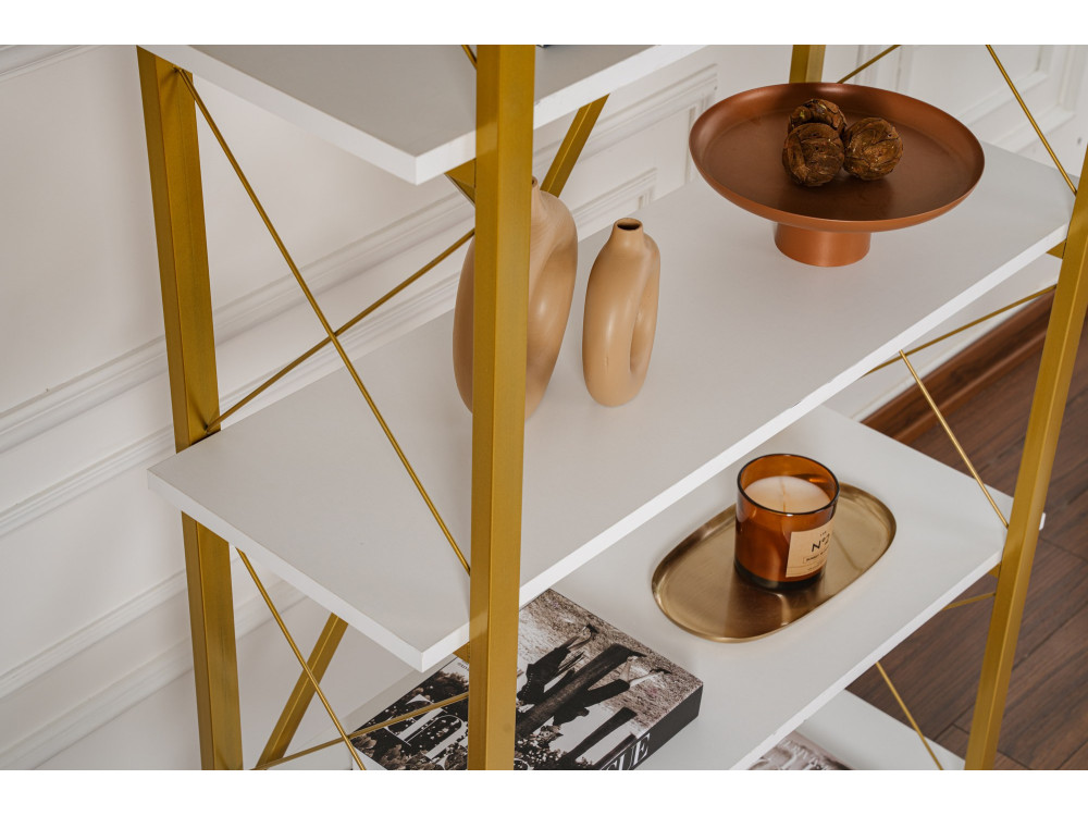 Estante de madeira "Elysian" - 90 x 33 x 180 cm - Ouro branco