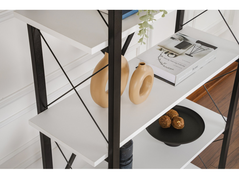 Estante de madeira "Elysian" - 90 x 33 x 180 cm - BrancoPreto