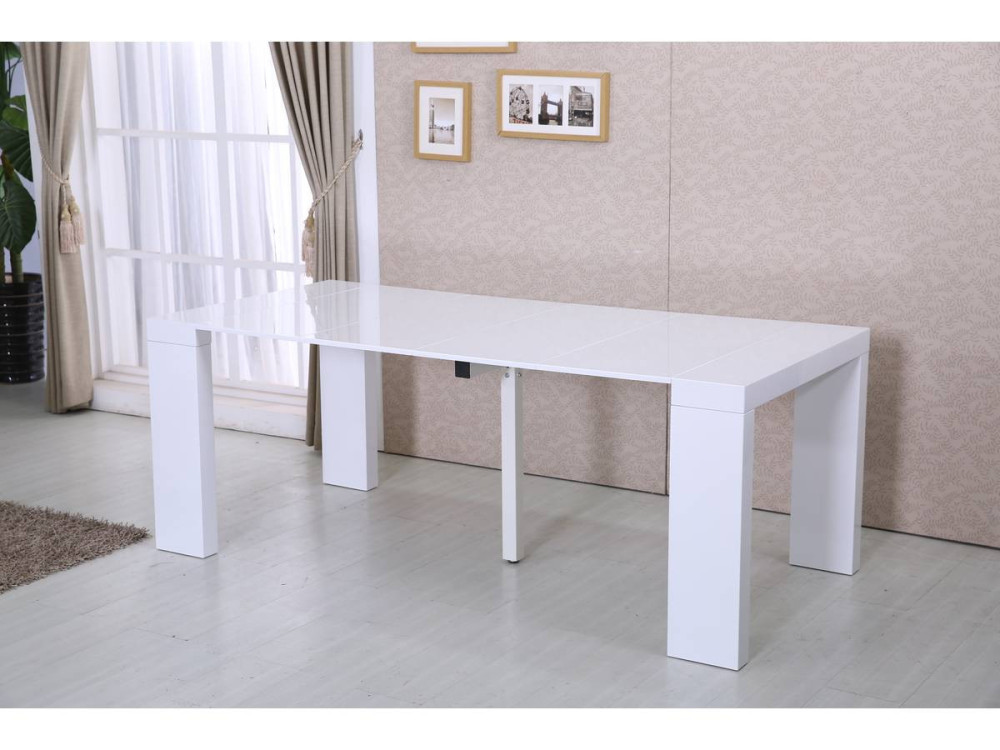 Mesa de jantar extensível "Dina" - 200/40 x 94 x 75 cm - Lacado branco