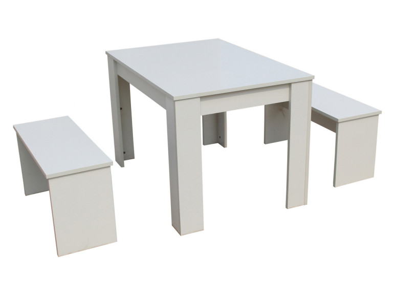 Mesa com 2 bancos "Tino" - 110 x 74 x 70 cm - Branco