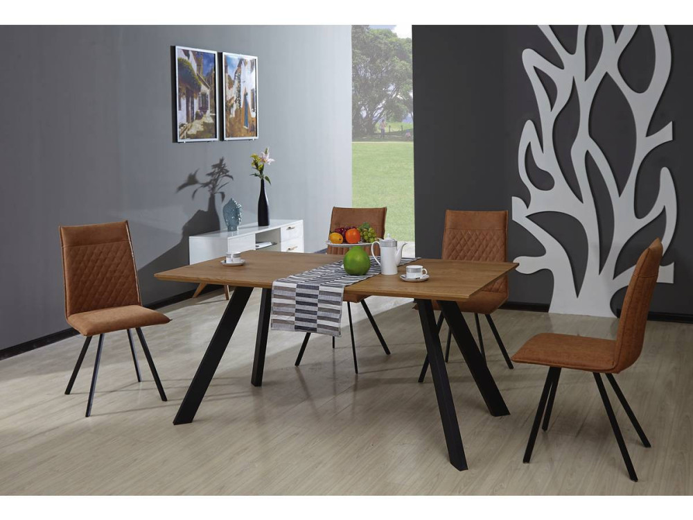 Mesa de jantar "Manhattan" Carvalho / Preto - 160 x 90 x 75,5 cm