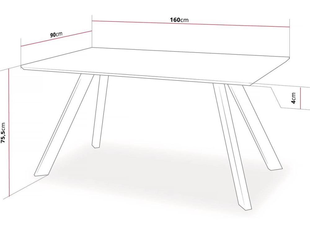 Mesa de jantar "Manhattan" Carvalho / Preto - 160 x 90 x 75,5 cm
