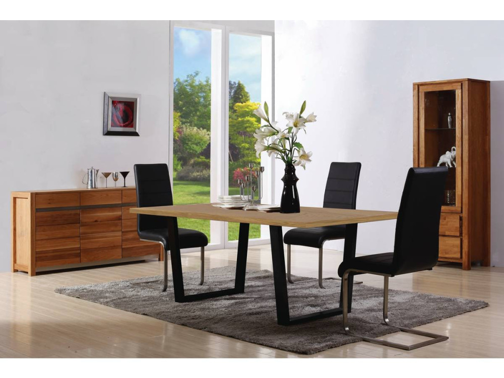 Mesa de jantar "Hollywood" - 200 x 100 x 76 cm - cor: Carvalho / Preto
