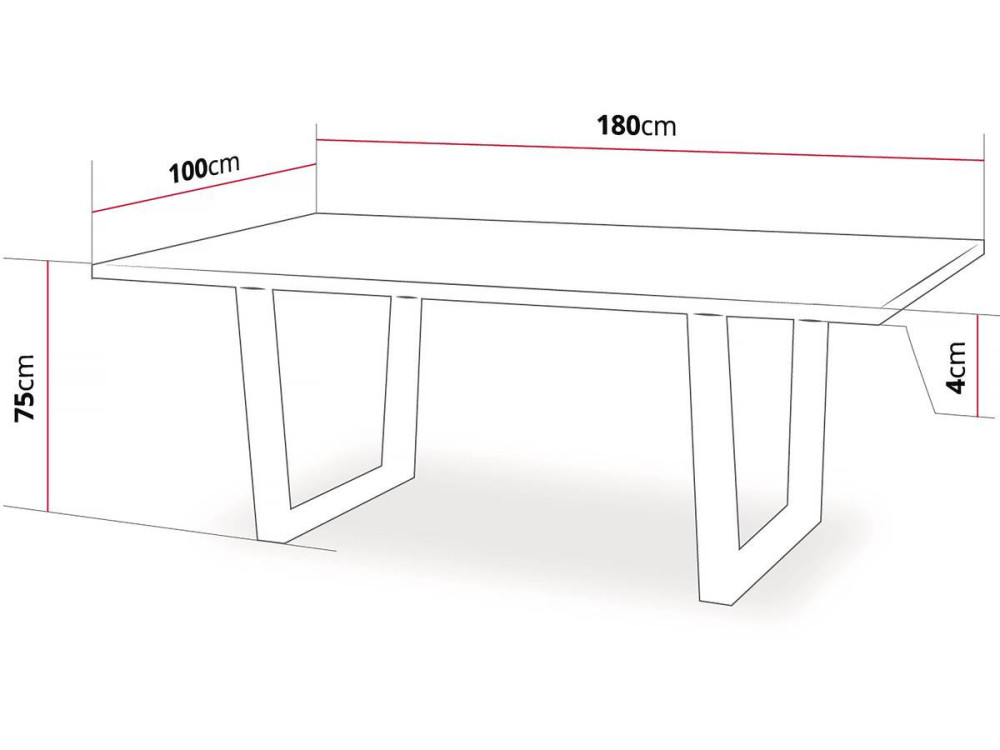Mesa de jantar "Hollywood" - 200 x 100 x 76 cm - cor: Carvalho / Preto