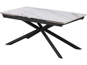 Mesa de jantar extensível em cerâmica para 6 a 10 pessoas "Celeste" - Branco marmoreado dourado