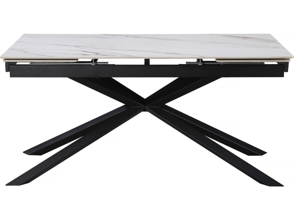 Mesa de jantar extensível em cerâmica para 6 a 10 pessoas "Celeste" - Branco marmoreado dourado