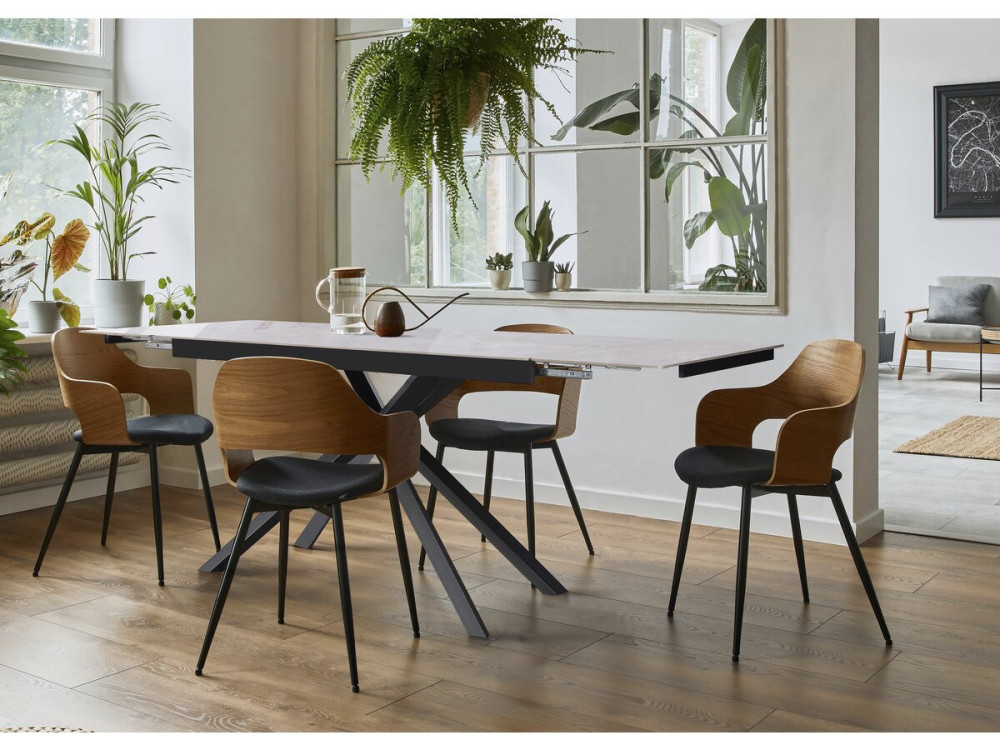 Mesa de jantar extensível em cerâmica para 6 a 10 pessoas "Celeste" - Cinza marmoreado