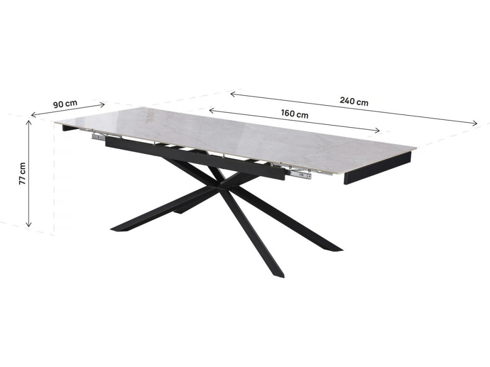 Mesa de jantar extensível em cerâmica para 6 a 10 pessoas "Celeste" - Cinza marmoreado
