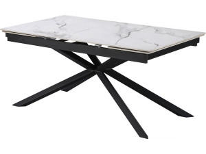 Mesa de jantar extensível em cerâmica para 6 a 10 pessoas "Celeste" - Branco marmoreado cinzento