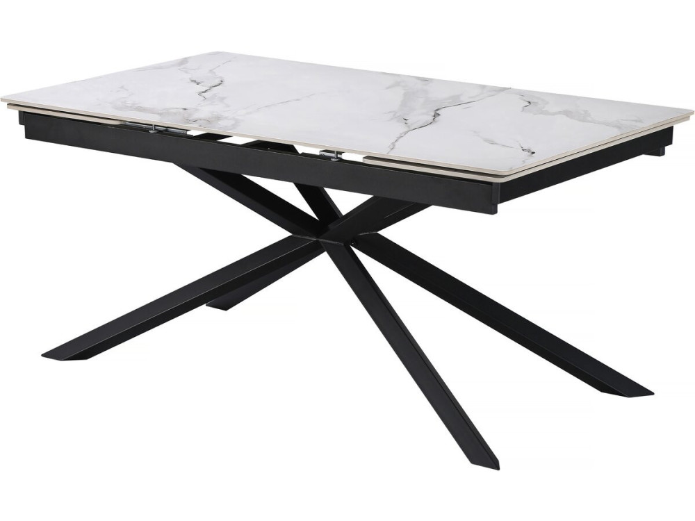 Mesa de jantar extensível em cerâmica para 6 a 10 pessoas "Celeste" - Branco marmoreado cinzento