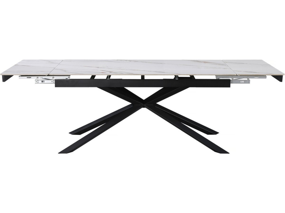 Mesa de jantar extensível em cerâmica para 6 a 10 pessoas "Celeste" - Branco marmoreado cinzento