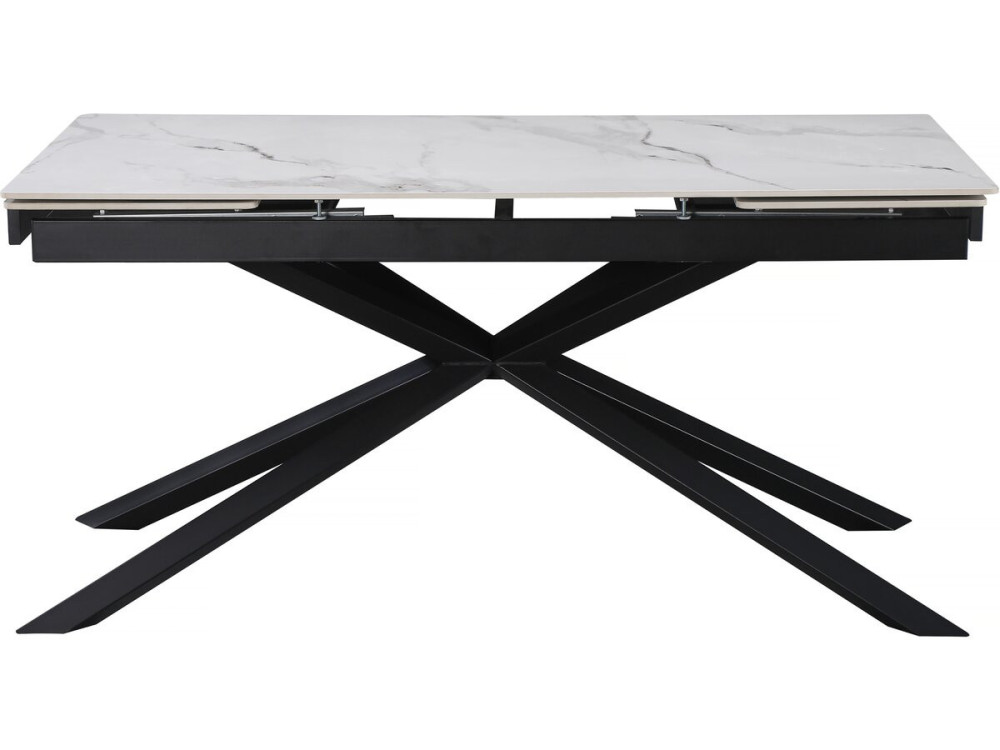 Mesa de jantar extensível em cerâmica para 6 a 10 pessoas "Celeste" - Branco marmoreado cinzento