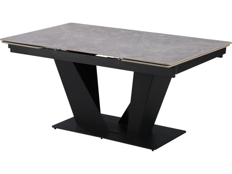 Mesa de jantar extensível em cerâmica - 160/240 cm - 6 a 10 pessoas "Nova" - Cinza marmoreado