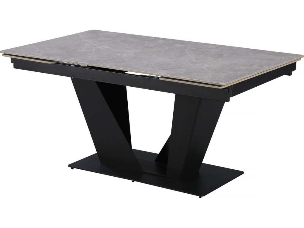 Mesa de jantar extensível em cerâmica - 160/240 cm - 6 a 10 pessoas "Nova" - Cinza marmoreado