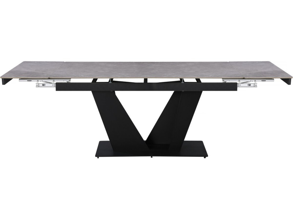 Mesa de jantar extensível em cerâmica - 160/240 cm - 6 a 10 pessoas "Nova" - Cinza marmoreado