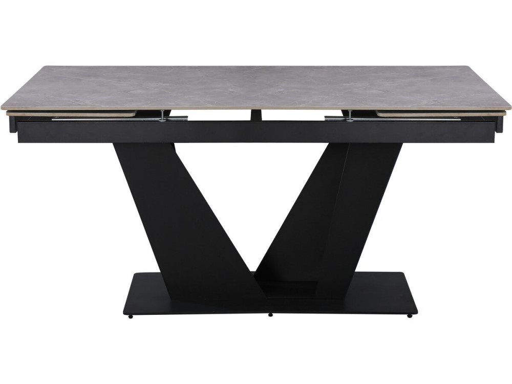 Mesa de jantar extensível em cerâmica - 160/240 cm - 6 a 10 pessoas "Nova" - Cinza marmoreado