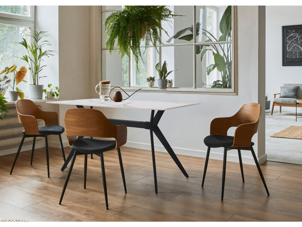 Mesa de jantar em cerâmica "Boréal" - 4 a 6 pessoas - 160 cm - Branca