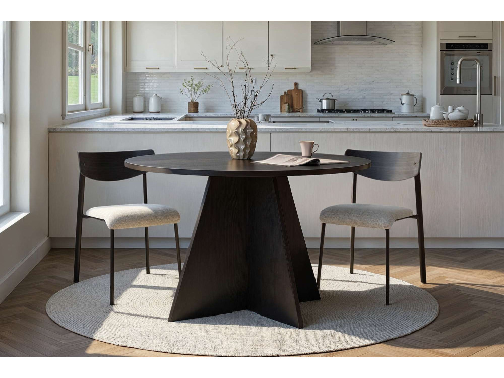Mesa de jantar de madeira "Virella" - 120 x 120 x 75 cm - Madeira preta