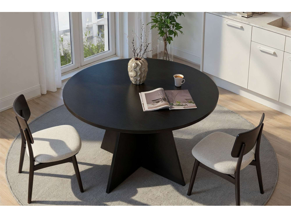 Mesa de jantar de madeira "Virella" - 120 x 120 x 75 cm - Madeira preta